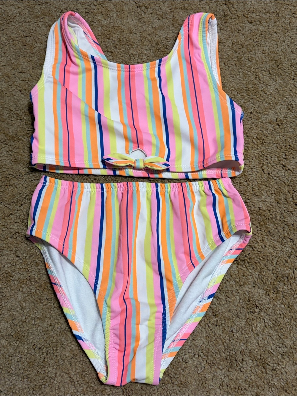 Betsey Johnson Striped Two-Piece Swim Set - Pink Multi